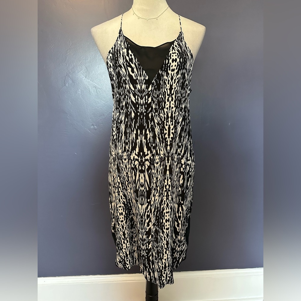 TROUVE Printed 100% Silk Strappy Racerback Mini Dress NWT Size Small